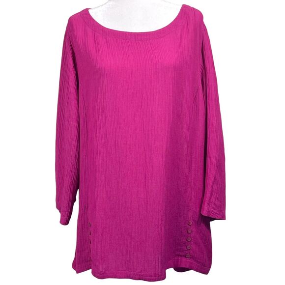 NWT Soft Surroundings Oceo Gauze Tunic Top Size 3X Fiery Fuchsia Pink - Picture 6 of 16